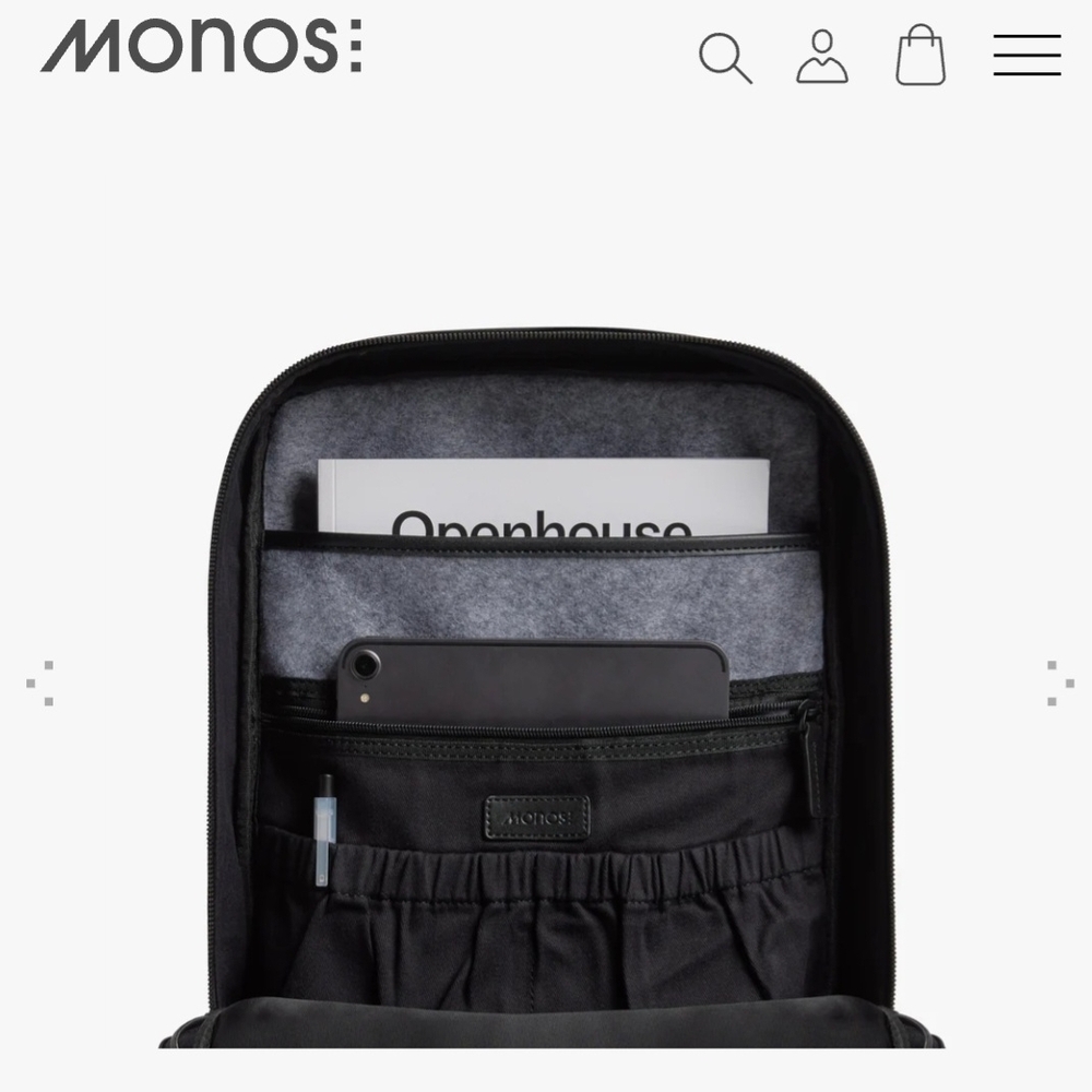 Monos Metro Backpack With Classic Kit And Metro Folio Kit In Black Nylon - Picture 5 of 16